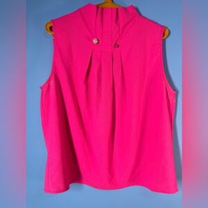 Athena Marie Hot Pink
Sleeveless Pleated High Neck
Top with Pearl Detail